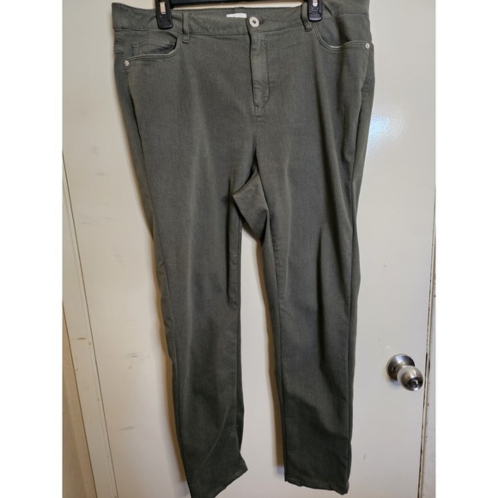 J Jill Boyfriend Straight Leg Ankle Jeans Size‎ 16 Olive Green Classic Capsule